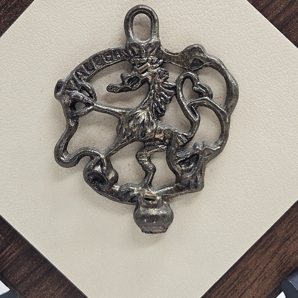 Lion Shield Broach Mounted 1950's 1960's‎ Vintage Heraldic Lion Crest VALEUR